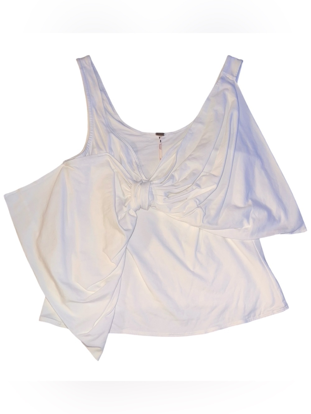 EUC Free People Tied Up Tank Top Bow Front White Small Waist Length Stretch